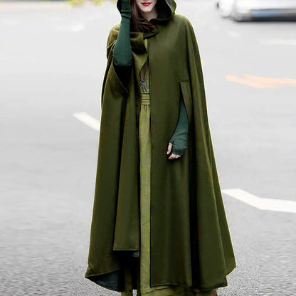 Winter Cloak Hooded Trench Coat Gothic Cape Open Front Cardigan Jacket Coat