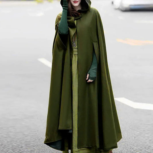 Winter Cloak Hooded Trench Coat Gothic Cape Open Front Cardigan Jacket Coat