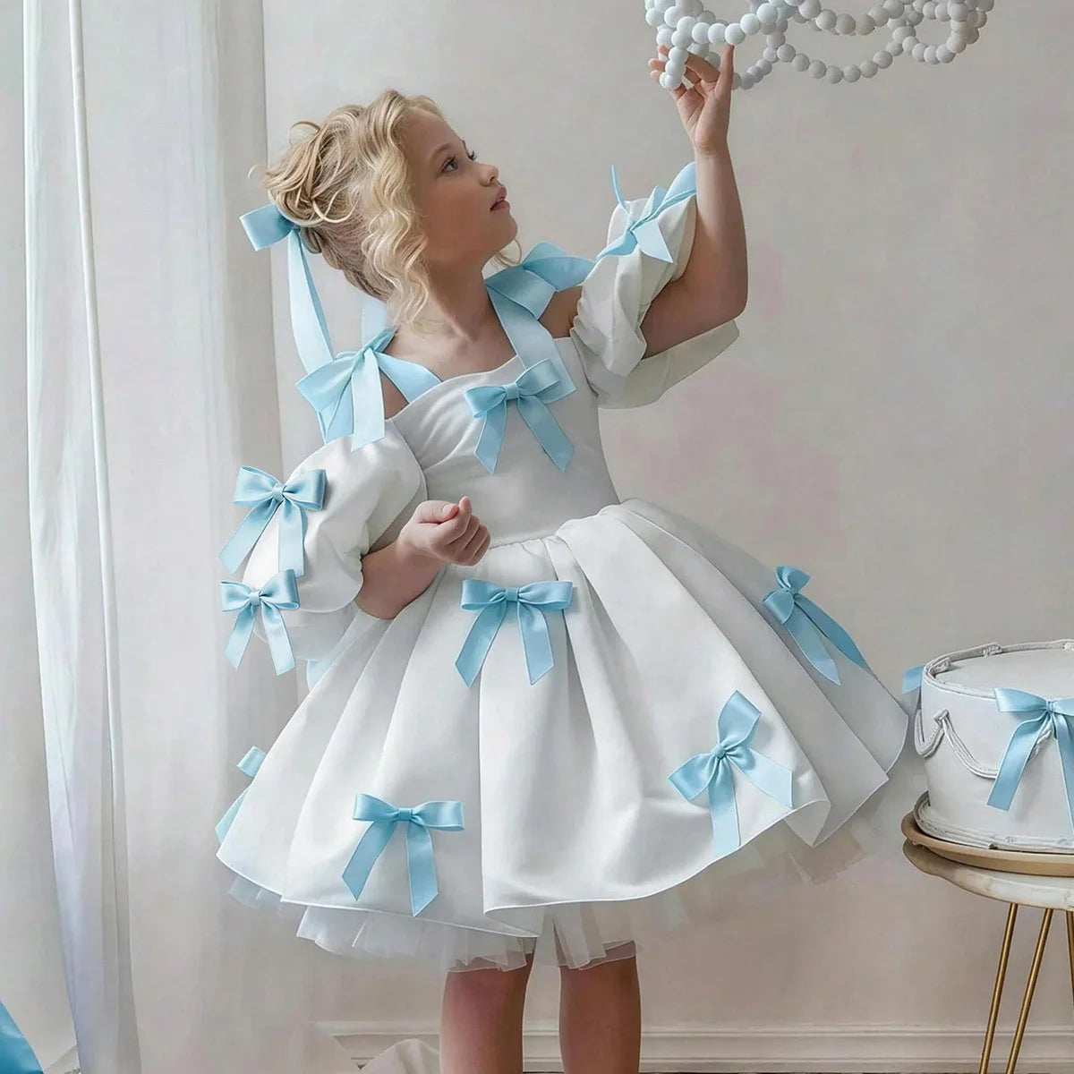 2-8Y Little Girls Puff-Sleeve Princess Dress
