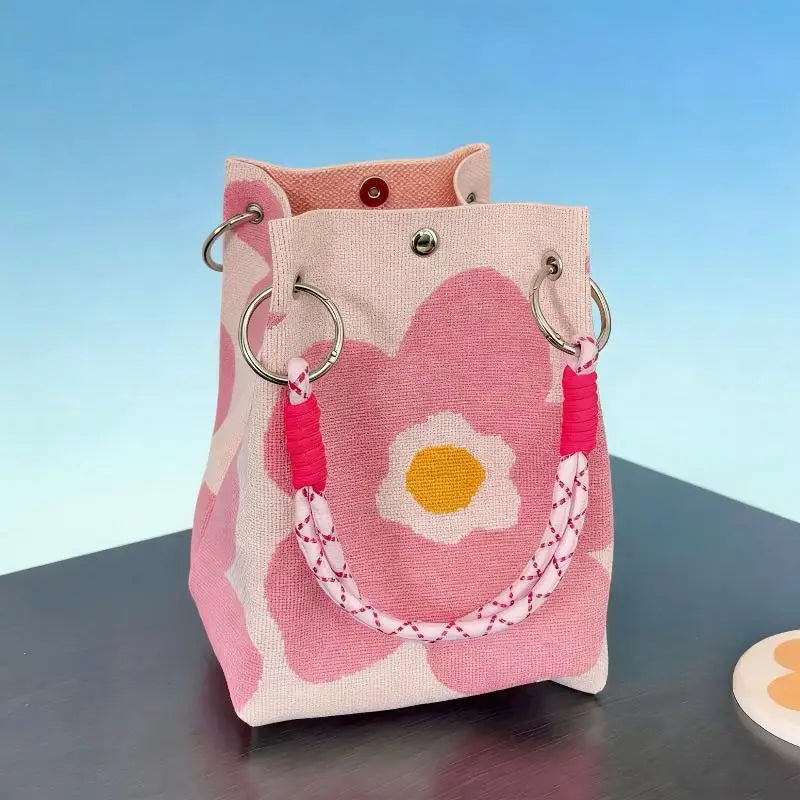Versatile Cute Knitted Handbag With 3D Magnetic Snap Handbag Clutch Bag