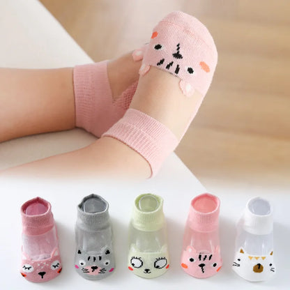5 Pairs Cotton Cute Cartoon Thin Baby Short Socks