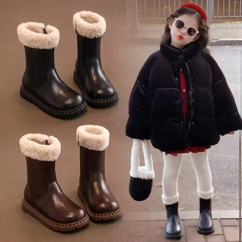 Wool breathable lining anti slip side zipper snow boots