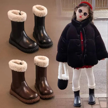Wool breathable lining anti slip side zipper snow boots