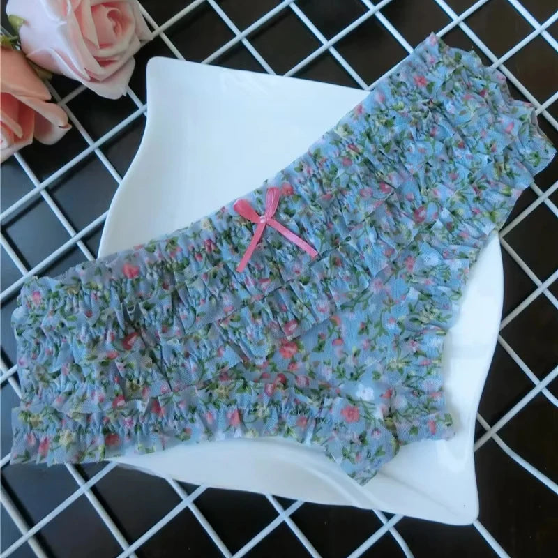 Sexy Low Waist Lingerie Cute Sweet Underwear Cake Layer Lace Briefs