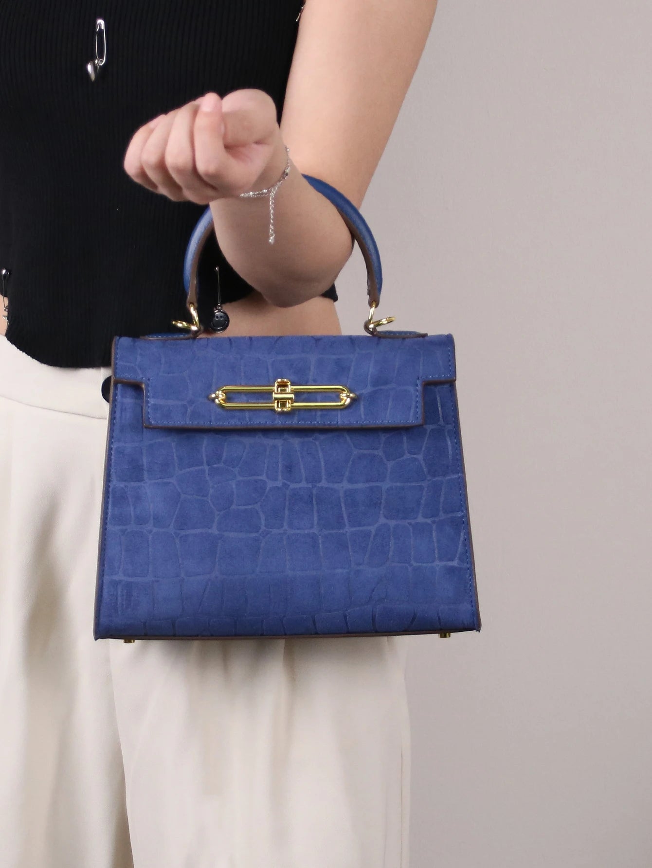 Frosted crocodile pattern high-end bag