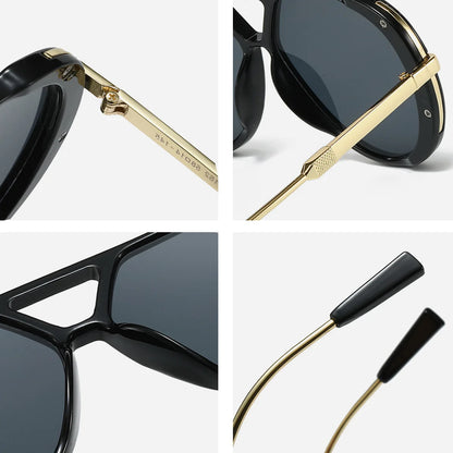 Large Frame Pilot Punk Metal Frame Leopard Oversized Sunglasses