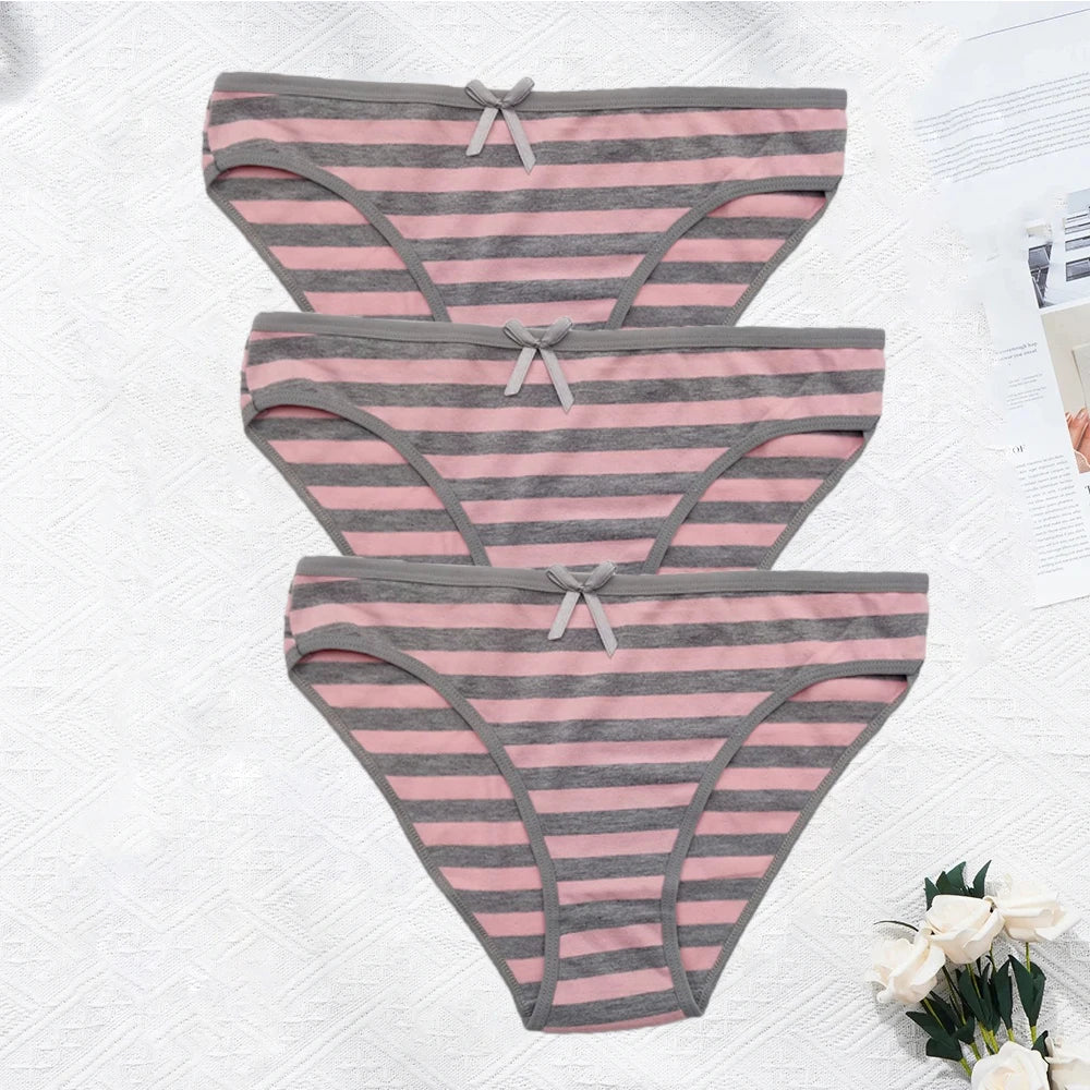 Striped Underwear Plus Size Seamless Panties Cotton Lingerie 3 pcs/lot