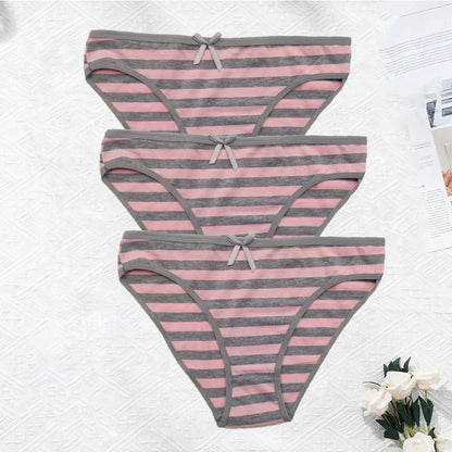 Striped Underwear Plus Size Seamless Panties Cotton Lingerie 3 pcs/lot