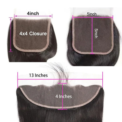 13x4 Lace Frontal Closure Straight Water Wave Kinky Curly