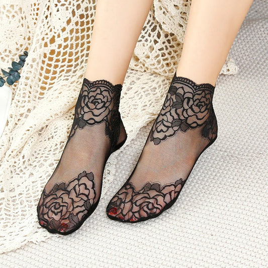 Cotton Lace Transparent Thin Short Socks