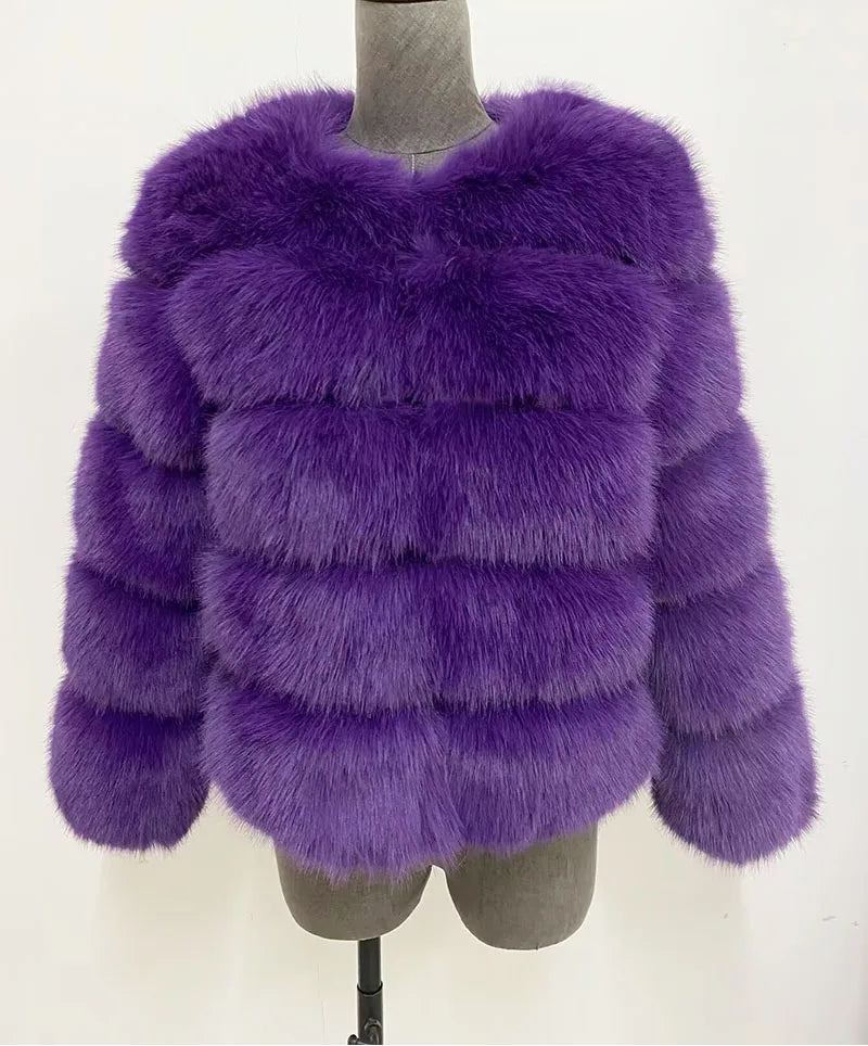 Chaqueta de piel sintética esponjosa de visón