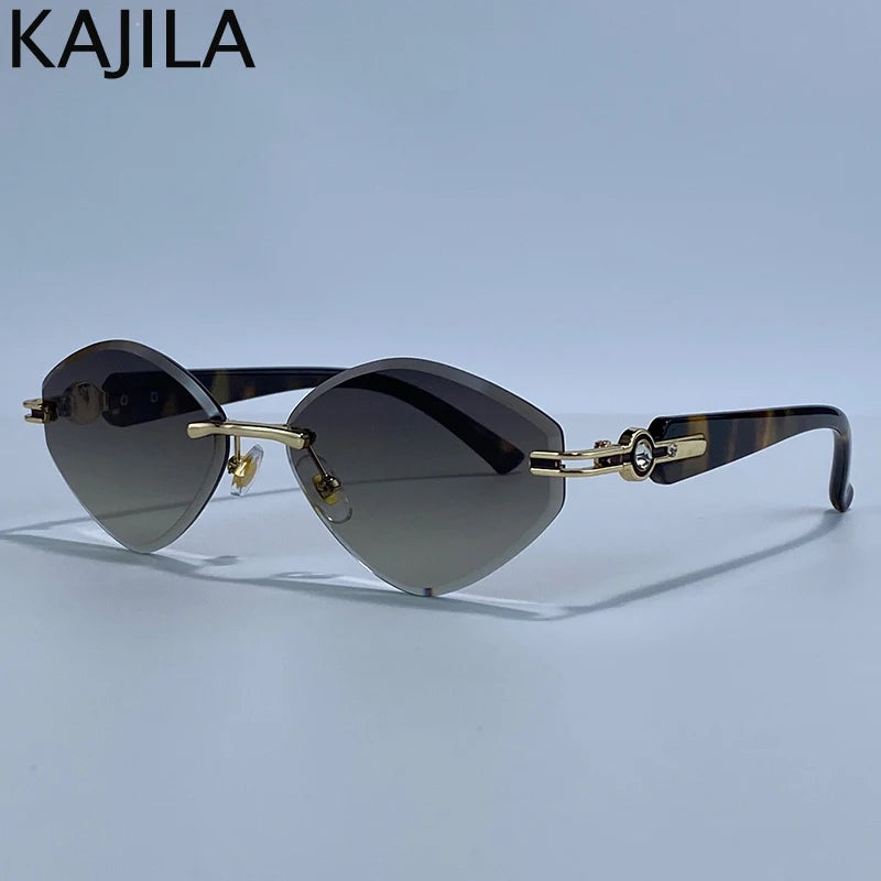 Small Frame Hexagon Rimless Sunglasses