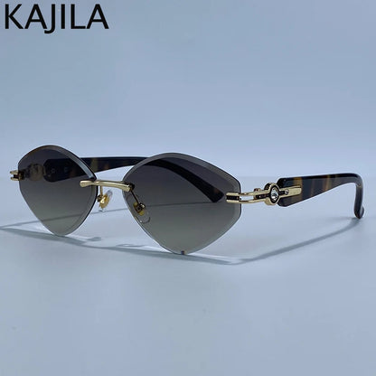 Small Frame Hexagon Rimless Sunglasses
