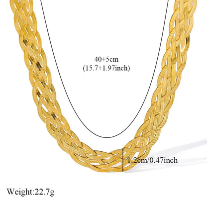 316L Stainless Steel Gold Color Woven Chain Chokers Necklace