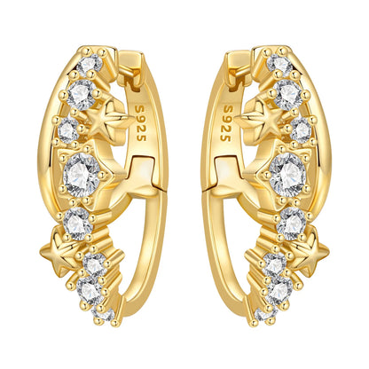 S925 Sterling Silver 18k Gold Square Hoop Earrings