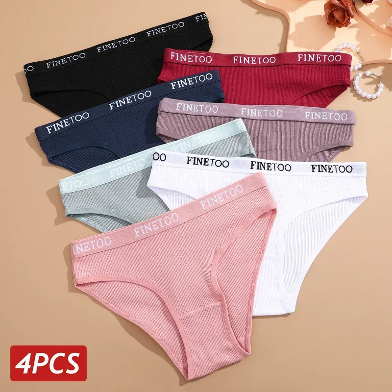 4PCS/Set Cotton Panties High Elastic Underwear Cotton Lingerie