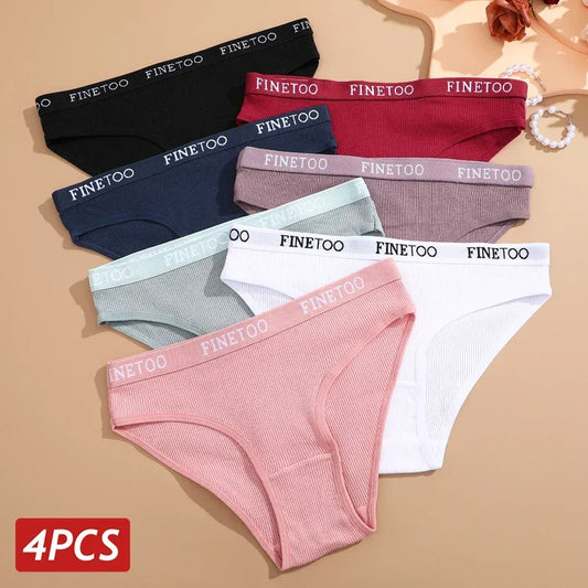 4PCS/Set Cotton Panties High Elastic Underwear Cotton Lingerie