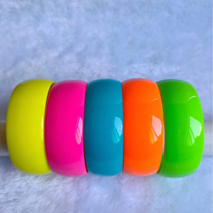 Colorful Candy Acrylic Wide Face Bangle Bright and Exaggerated Resin Bracelet