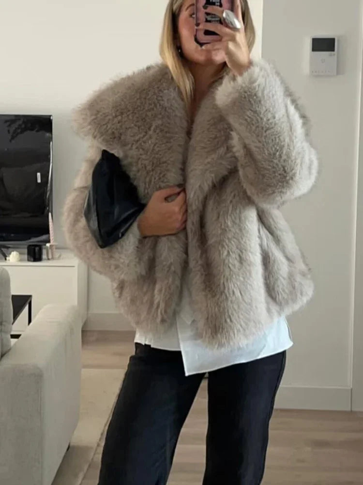 Faux Fur Coat Plush Fluffy Coats