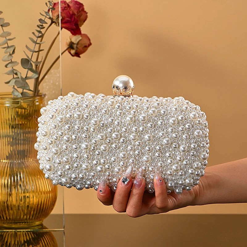 Luxury handmade chain shoulder Full Beaded clutch bag