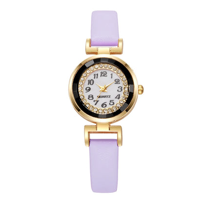 Small Arabic Casual Leather Strap Watch