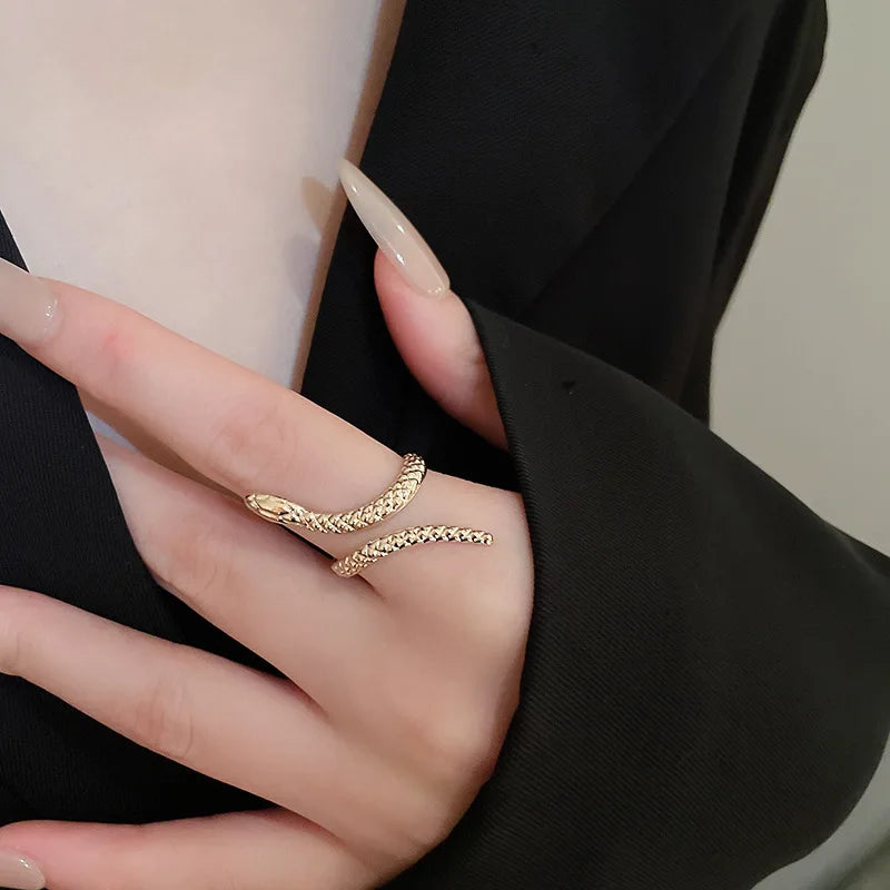 Snake Shaped Cuff Bracelet Ring Set