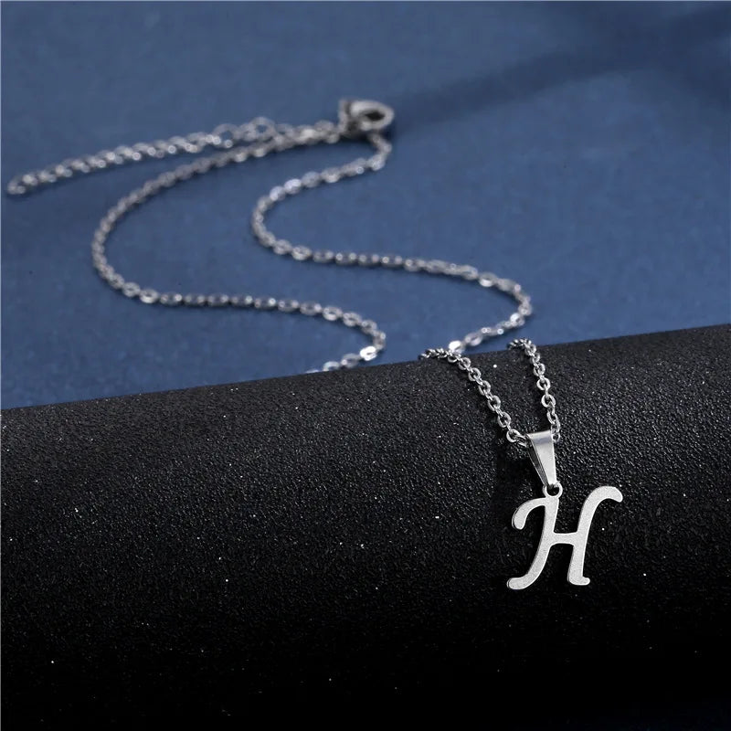 Letter Stainless Steel Letter Glossy Choker Necklaces