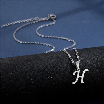 Letter Stainless Steel Letter Glossy Choker Necklaces