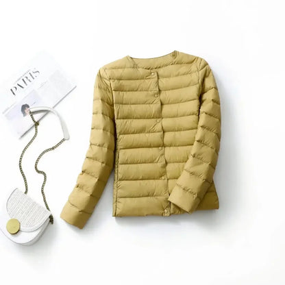 Light Down Duck Down Fall Collarless Light Quilted Puffer Coat
