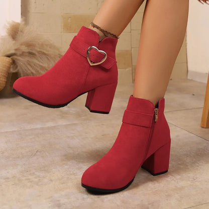 Anti-slip Ankle Zipper High Heels Short Boots