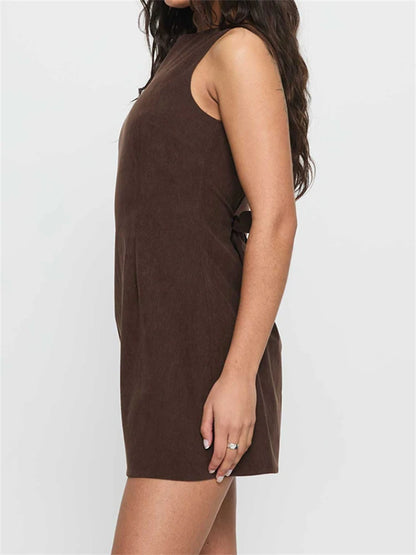 A- Line Sleeveless Round Neck Slim Fit Chic Midi Dress