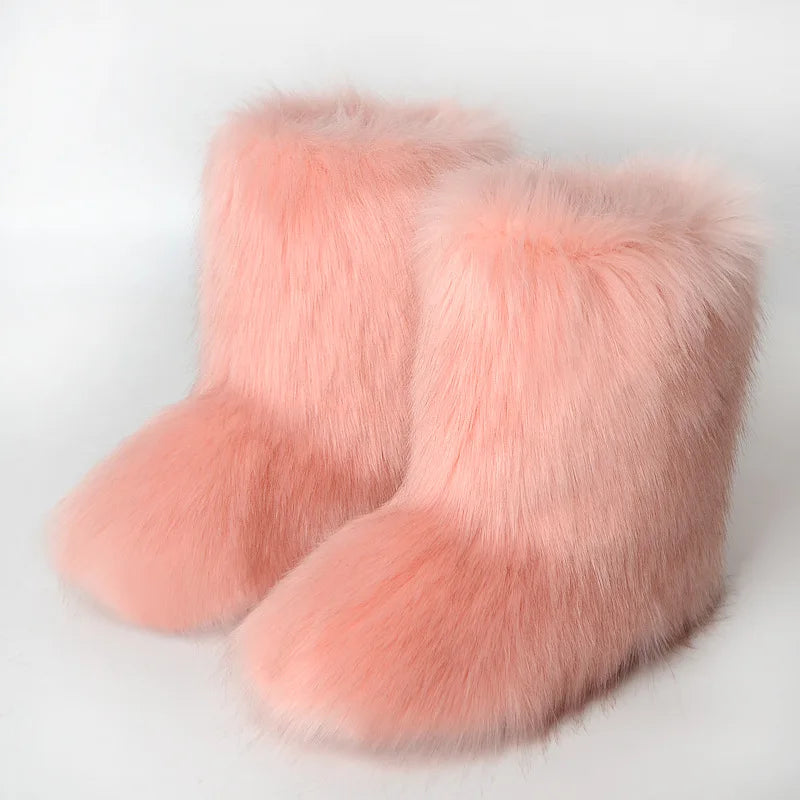 Snow Luxury Furry Faux Fox Fur Boots