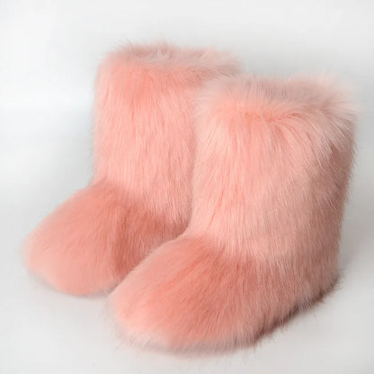 Snow Luxury Furry Faux Fox Fur Boots