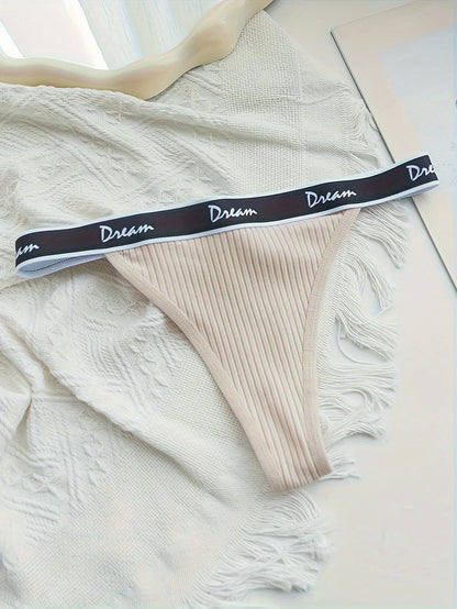 5-piece mixed color simple English belt thong pure cotton inner lining G-String
