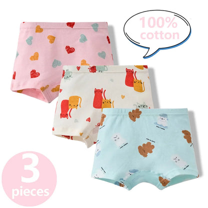 3/6 Pcs 100% Cotton Pretty Cartoon Boxer Set