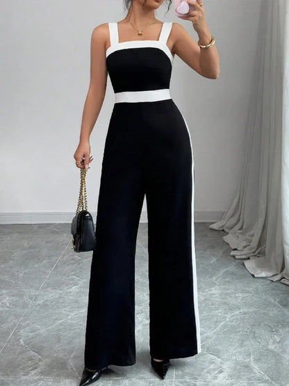 Square Neck Contrast Elegant Jumpsuit