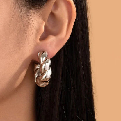 Crystal Stone Hoop Earrings Twisted Metal