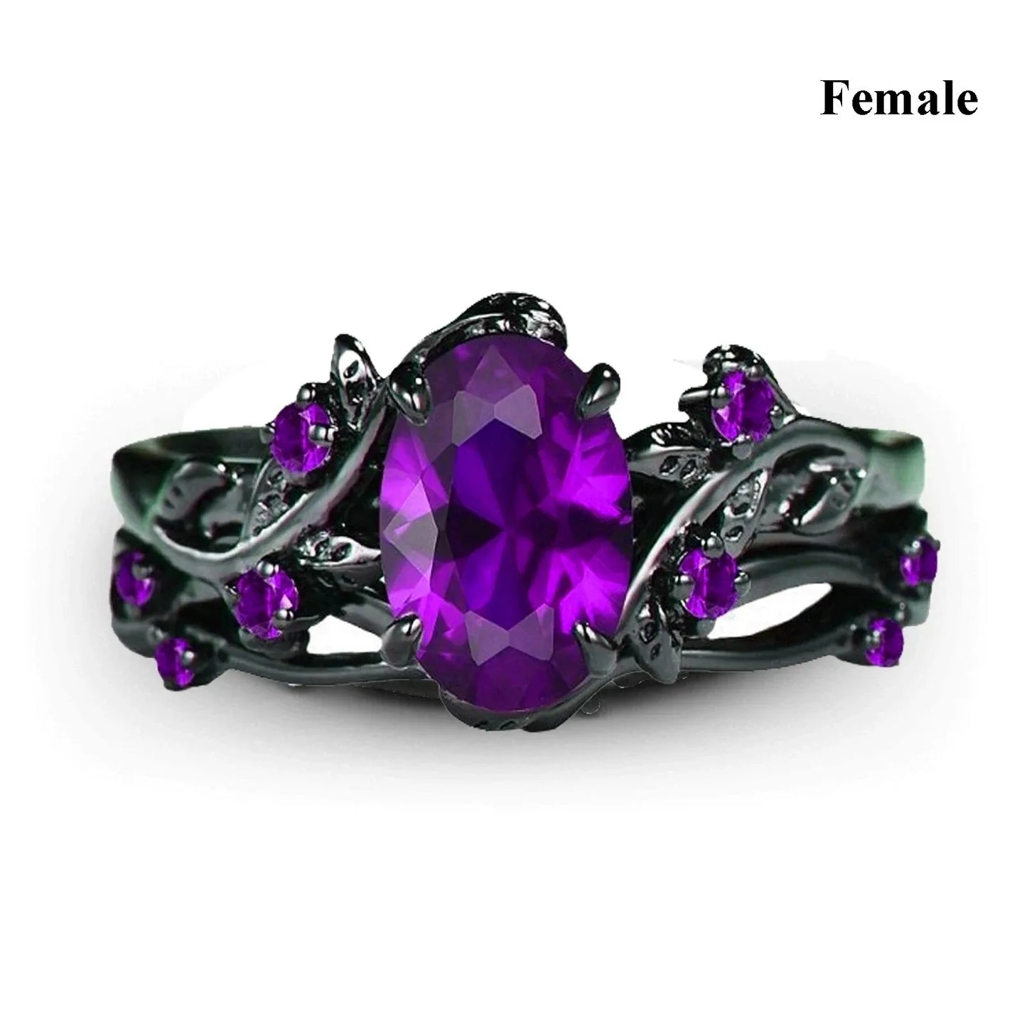 Charm Couple Romantic Purple Rhinestones CZ Rings Set