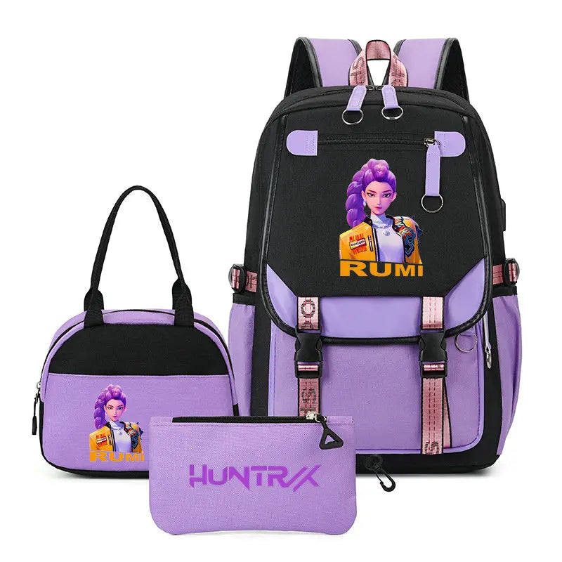 Mochilas Set KPop Demon Hunters Capacity Student School Bag
