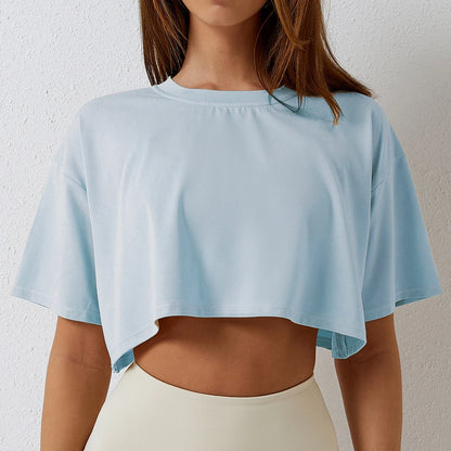 Cotton Short Sleeve Yoga Fitness T-shirt