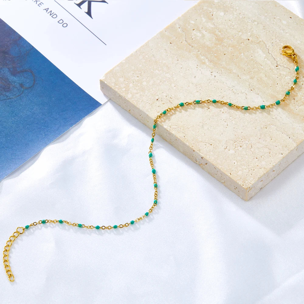 Bohemian Blue Green Yellow Beads Anklet Chains