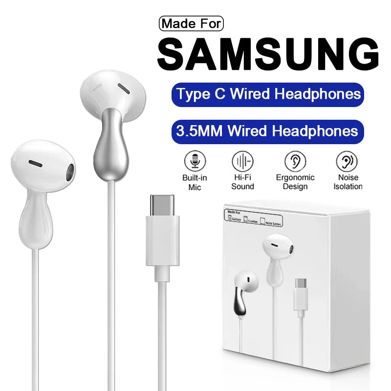 USB Type C Wired Earphone For Samsung Galaxy Headset