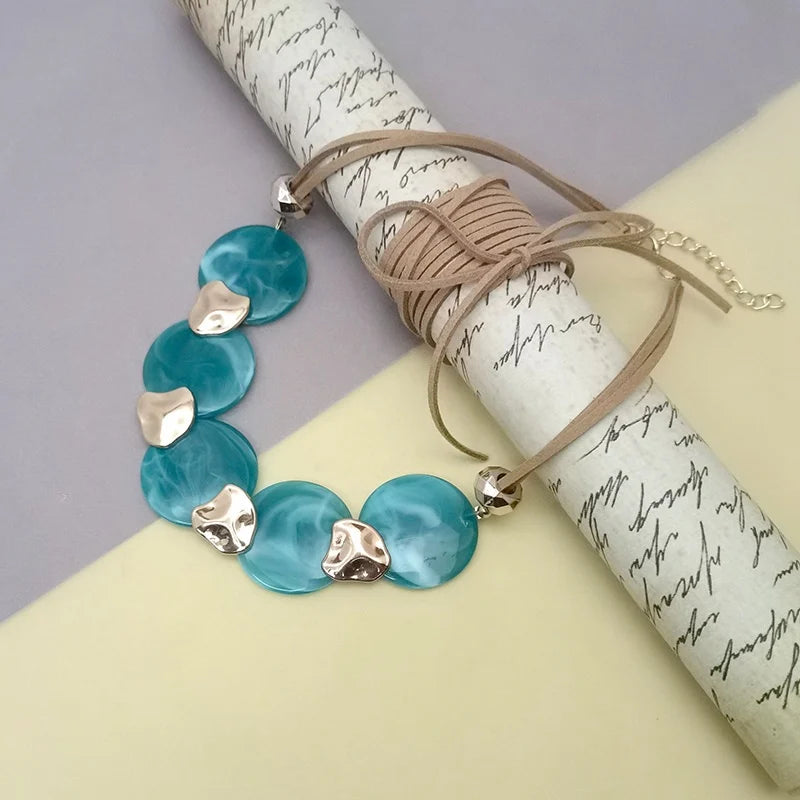Bohemian Statement Acrylic Circular Pendants Necklace