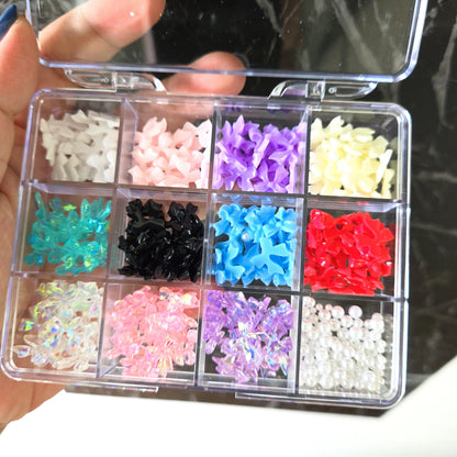 12/15Grids Acrylic Flower Nail Charms Mix Colors Set