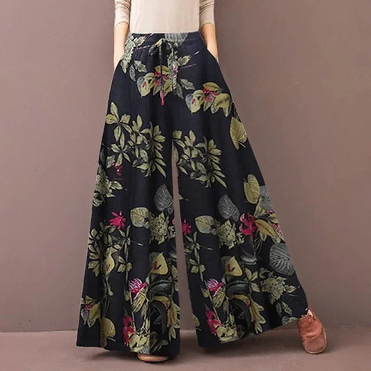 Floral Wide Leg Bohemia Plus Size Pants