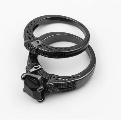 Gorgeous Black Full Zircon Couple Ring