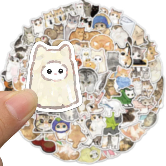77PCS Cartoon Cat Stickers Exquisite Animal Waterproof Stickers