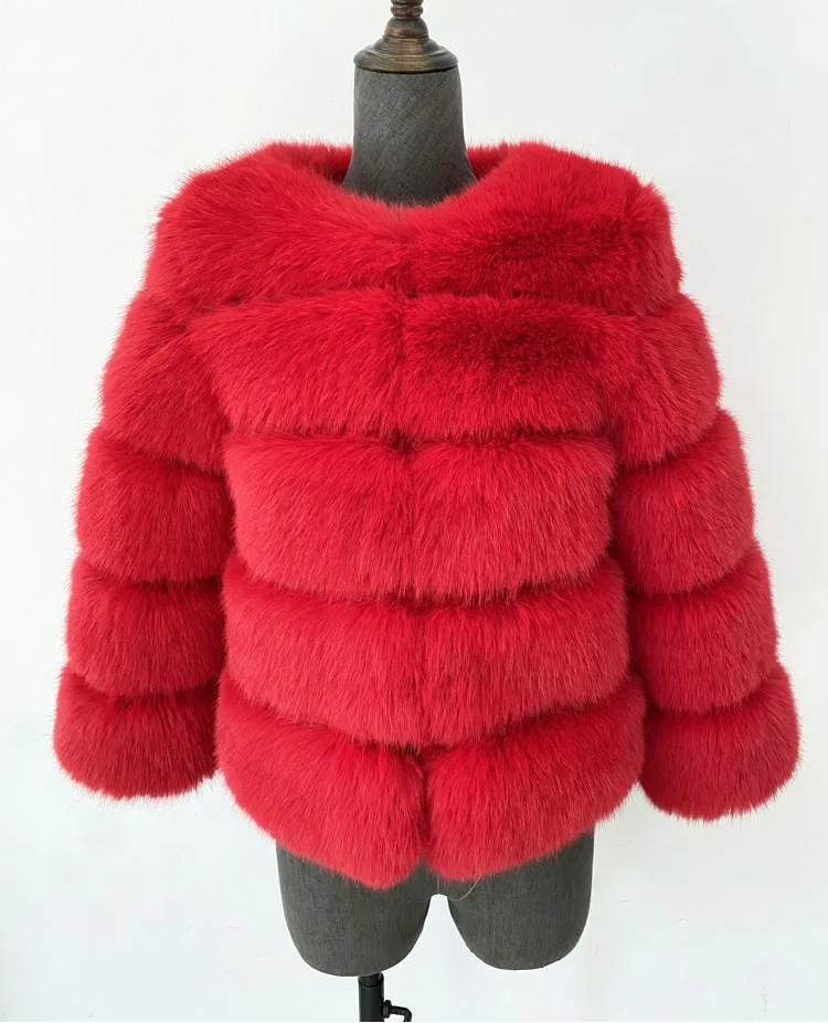 Chaqueta de piel sintética esponjosa de visón