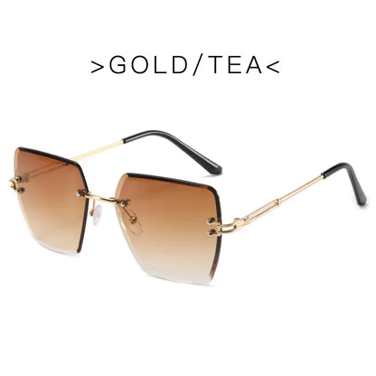 Oversized Rimless Sexy Vintage Sunglasses