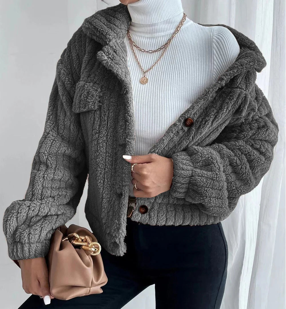 Rabbit plush coat lapel shirt plus plush plush coat